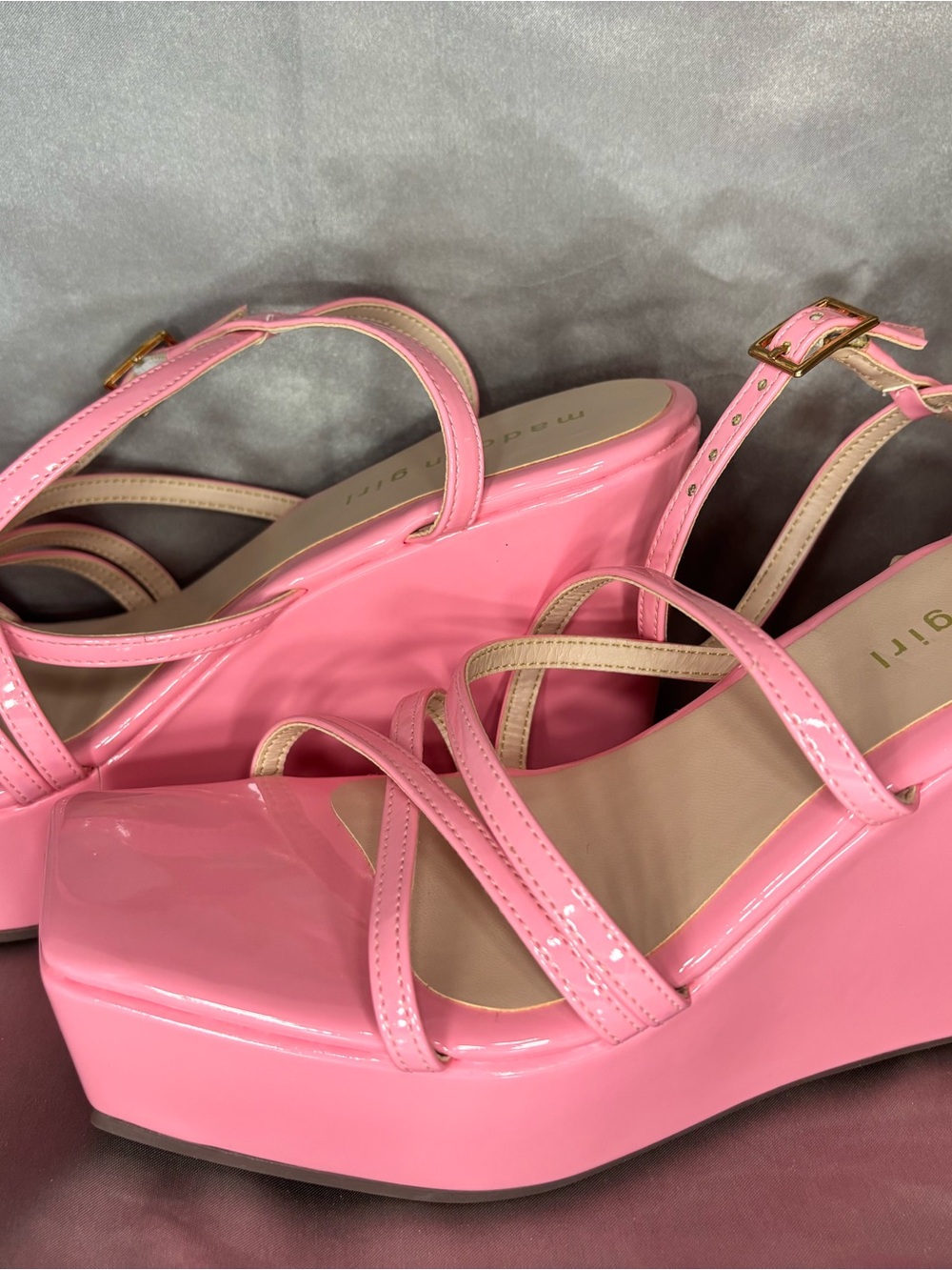 Madden Girl Size 8 Bubble Gum Pink Strappy Wedges